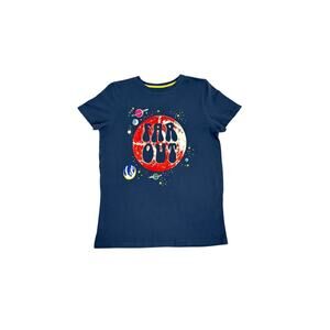 Mini Boden Blue Far Out Short Sleeve Space Graphic Shirt Size Youth 13-14